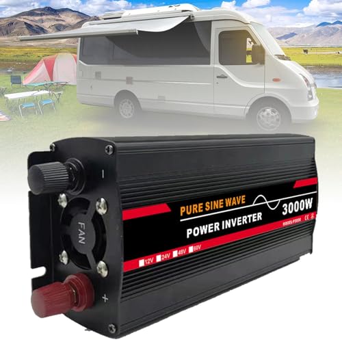Genérico Inversor De Onda Sinusoidal Pura 3000W A 12000W, CC 12/24/48/60V A CA 220V, Pantalla Digital Dual Y 1 Toma Universal, Inversor De Energía Solar Independiente, para Uso Doméstico(3000W,12V)