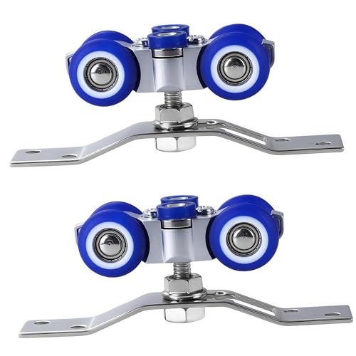 2 Piezas Rodamientos Mampara Ducha, Kit Herraje Ruedas para Puertas Correderas Aluminio, Rotación de 360 Grados, para Puertas Correderas Simples o Múltiples