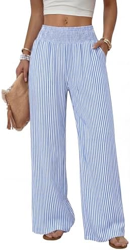 Sampeel Wide Leg Pants Woman High Waist Trousers with Pockets Cas...