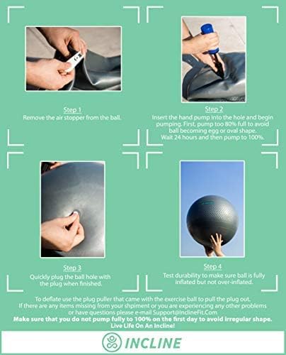 Incline Fit Anti-Burst Exercise Ball, Base & Pump