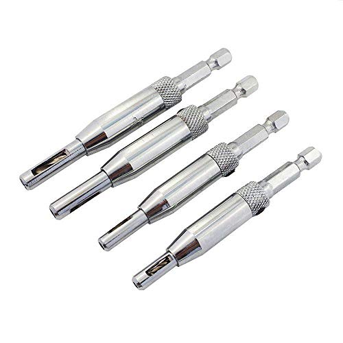 TOOLSTAR Center Drill Bit Set, 4PCS Hinge Drill Bit Set Hex Shank Self Centering Hinge Drill Bit Door Cabinet Pilot Hole Drilling Tool - 11/64\" 9/64\" 7/64\" 5/64\"