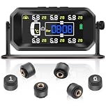 Avutrel TPMS Tyre Pressure Monitoring System for HGV, Caravan, Coache, Motorhom,6 Wheel Sensors, 8bar/116psi Max Pressure & Temperature Monitoring (Upgraded for Commercial Vehicles),Solar/USB Charging