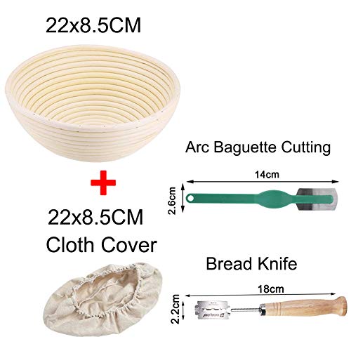 Cesta de prueba de pan para hornear masa madre tradicional y hogareña en pack de 2 tazones 4