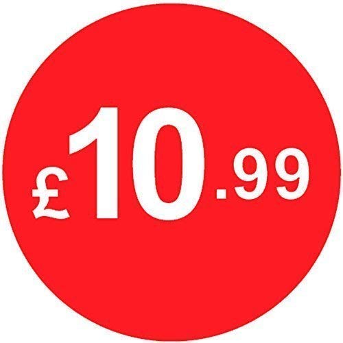 Pack of 500-20mm Price Stickers/Labels - Choose from 10p to £95 - Bright Red - Many Prices to Choose from (£10.99 - Red) — image 1
