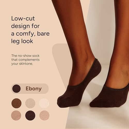 Image of Eedor No Show Socks Women - Low Cut Ankle, Non Slip | Breathable Cotton & Spandex, Flat Boat Line Invisible Socks with Silicone Heel Grips, for Flats, Heals, Loafers