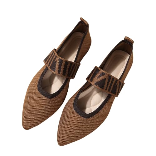 Generisch Scarpe piatte da donna leggere, comode e morbide, per costume tradizionale tradizionale, scarpe da ballo, leggere, eleganti, a maglia, antiscivolo, traspiranti, marrone, 38