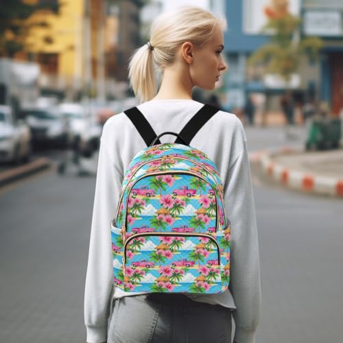 Mochila casual de hibisco isleño para vacaciones y viajes de mujeres 7