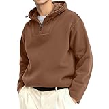 Sudadera con capucha genérica para hombre, informal, cálido, estilo simple, manga larga, suéter, cómodo, ajuste holgado, adecuado para el ocio y las actividades diarias, suéter suave y ligero, café