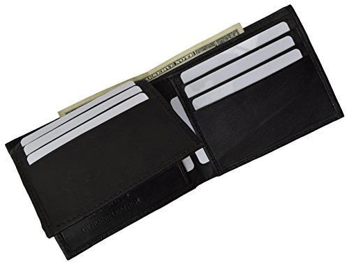 MARSHAL Mens Black Leather Wallet Bifold Lambskin New! 7673