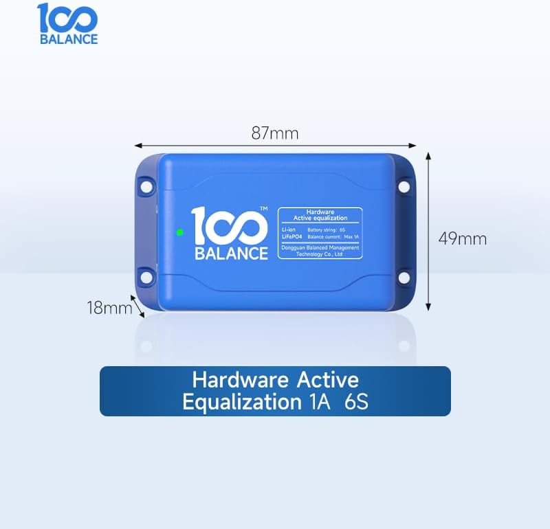 Image of the 100Balance Active Balancer connected to a battery pack with balance wires