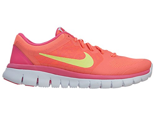 Nike Girl's Flex Run 2015 Running Shoe (GS) Lava Glow/Pink/White/Lime Size 7 M US2