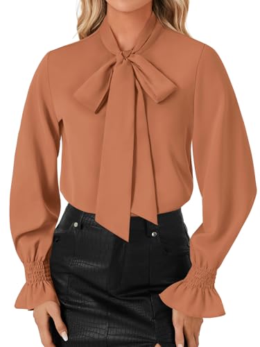 Image of LYANER Women's Bow Tie Neck Business Work Blouse