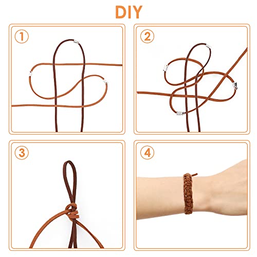 Grevosea Leather Cord for Jewellery Making, 25m Faux Suede Necklace & Bracelet Cord with 100 Clasp - DIY Crafts in 5 Colors