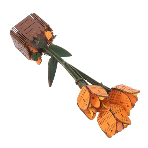 TOYANDONA Fleurs Bois Kit de Construction Bouquet de Fleurs Puzzle de Tulipes à Monter Pot Bricolage de Tulipes pour Garçon Fille