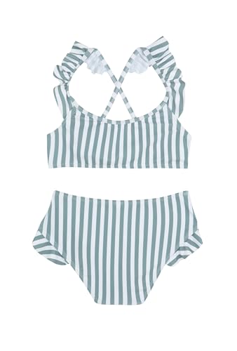 Image of Gottex Kids Sweet Stripe Scoop Neck Ruffle Swim Set Swimwear Chlorine Fade Resistant and Built-in UPF UV Protection