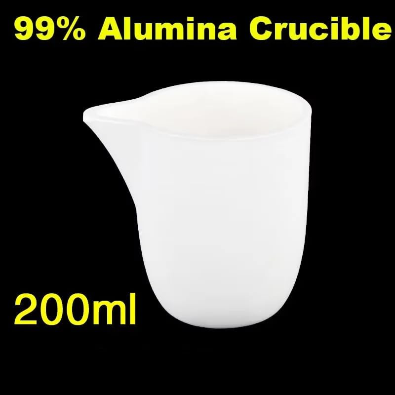 99% Alumina Arc Corundum Crucible with Nozzle - 200ml High Temperature Resistant Beaker (1600-1750°C)