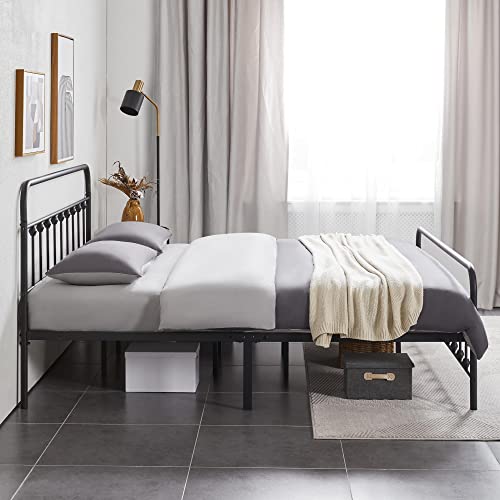 Yaheetech Classic Metal Platform Bed Frame Mattress Foundation With Victorian Style Iron-Art Headboard/Footboard/Under Bed Storage/No Box Spring Needed/King Size Black #TOP4