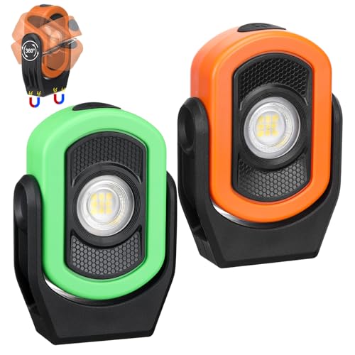 Retisee 2 Pack 780 Lumens Magnetic Work Light, Orange, Green-2pk