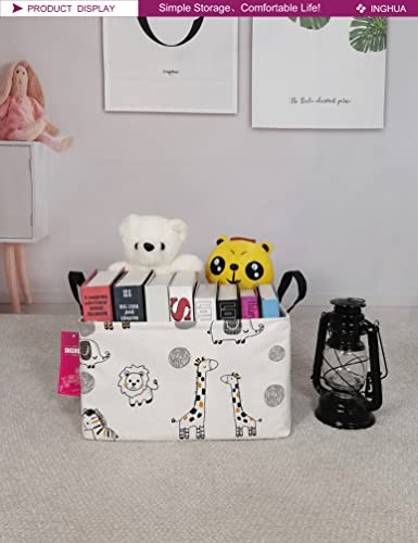 Inghua Rectangular Storage Basket Fabric Organizer Bin For Toys,Books,Clothes,Gifts,Pets-Perfect For Home,Office,Nursery,Dorm,Shelf(Rec-Animals) #TOP2