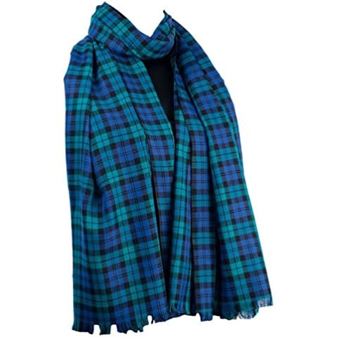 Purple Possum® Black Watch Tartan Scarf Ladies Blue Plaid Wrap Shawl Mens Cotton Checked Fair Trade Scarves Cover