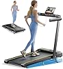Toputure - Tapis de marche avec inclinaison de 12%, tapis roulant pliable 4 en 1 pour la maison/le bureau, tapis roulant sous le bureau à 16 km/h, tapis roulant portable de 1,9 CV, double écran LED