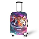 Dremagia Galaxy Tiger Suitcase Cover Zipper Closure Travel Luggage Protector Anti-Scratch Zip Lugagge Covers for Suitcase Stretchable Suitcase Covers for Luggage Cool Animal Luggage Cover, 18-32 Inch