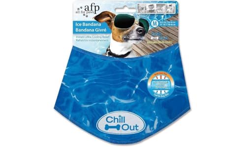 ALL FOR PAWS Dog Cooling Bandana, Cooling Bandanas for Medium Dogs, Ice Dog Bandanas, Cooling Neck Wraps for Dogs, Chill Out Blue Neck Cooler (S)