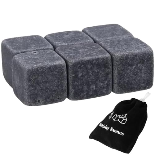 Luxylei 6 Stück Whisky-Steine ​​aus Granit, Kühlsteine ​​zum Genießen, Wiederverwendbare Eiswürfel, Whisky-kühlsteine ​​für Bar Und Weinkühler