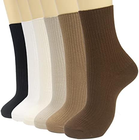 Riccess 6 Pairs Japanese Aesthetic Cute Athletic Soft Socks for Women & Girls, Ankle Crew Stretch Neutral Socks (Multicolor)