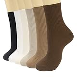 Riccess 6 Pairs Japanese Aesthetic Cute Athletic Soft Socks for Women & Girls, Ankle Crew Stretch Ne