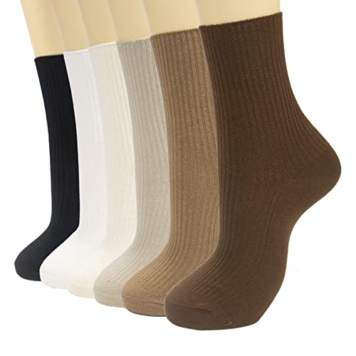 Riccess 6 Pairs Japanese Aesthetic Cute Athletic Soft Socks For Women & Girls, Ankle Crew Stretch Neutral Socks (Multicolor) #TOP3