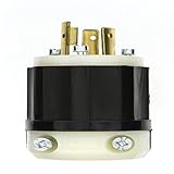  Leviton 2321-PLC 20 A, 250 V, NEMA L6-20P, 2P, 3W, prise de verrouillage, qualité industrielle, mise à la terre, indicateur de puissance, noir et blanc