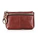Fmeida Coin Pouch Purse Zipper Credit Card Holder Leather Womens Slim Wallet with Key Chain(Coffee)