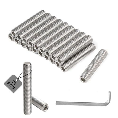 MIGUBIGU 20 Pcs Perni Filettati in Acciaio Inox M8 x 50 mm con Chiave a Brugola, Barra Filettata, Asta Filettata, Viti Senza Testa DIN 975 per l'Assemblaggio di Mobili e Industriale