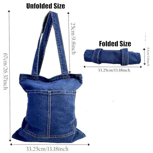 Bolsa Tote de Lona Denim con Cierre para Mujer miniatura 3