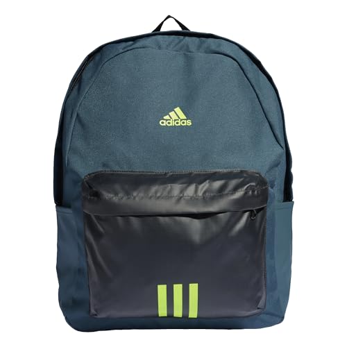 adidas Unisex Classic Badge of Sport 3-Stripes Backpack, Arctic Night/Black/Lucid Lemon, One size