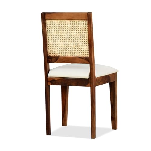 Image of Premium Sheesham Wood Dining Chair with Cushion Set of 2 | Cane Chairs for Balcony | Garden and Outdoor Chair | Home Office Chairs | Dining Room Furniture | Wooden Chair | Set of 2,