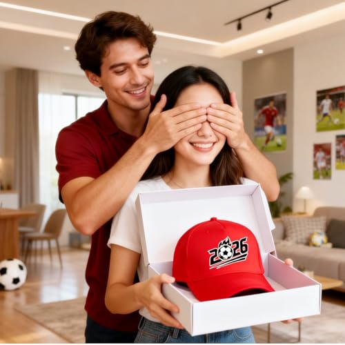 Gorra de fútbol ajustable 2026 roja unisex miniatura 7