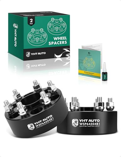 YHTAUTO 6x4.5 Hub Centric Wheel Spacers 2 inch Compatible with Nissan, Suzuki Models, Frontier, Pathfinder, Xterra, Equator Tire Spacers M12x1.25 Studs, 66.1mm Hub Bore 6 Lug 2PCS Black