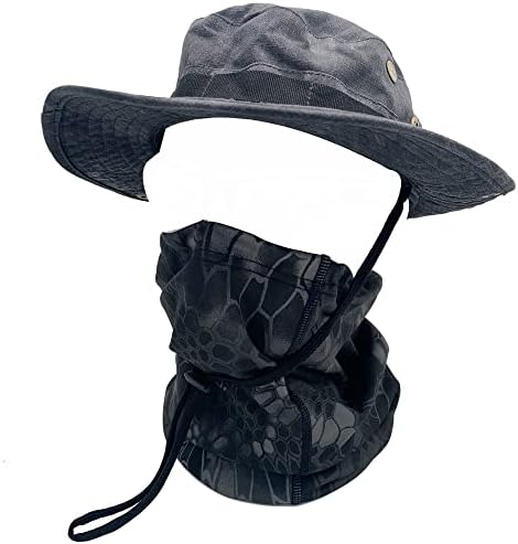 QMFIVE Tactical Boonie Hat, Unisex Camouflage Rounded Hat Fisherman Sun Protection Cap for Outdoor Airsoft Paintball Climb Camping