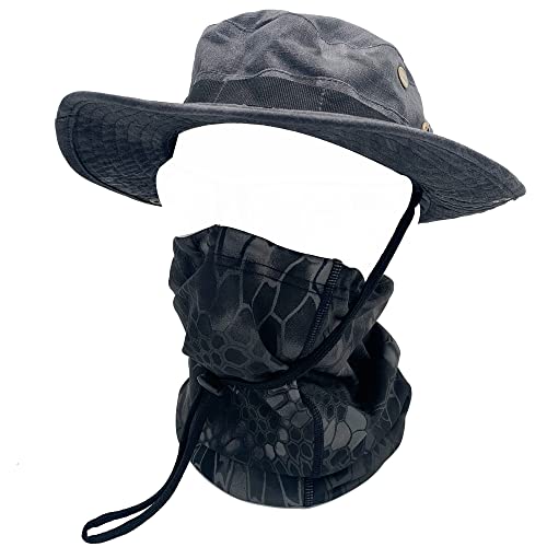 QMFIVE Tactique Boonie Chapeau, Camouflage Arrondi Chapeau pêcheur Soleil Capot de Protection pour montée de Paintball Airsoft Outdoor Camping (B-TYC) Cover