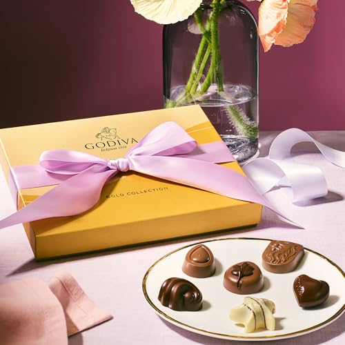 Godiva Chocolatier Pink Ribbon 36-Piece Assorted Chocolate Gift Box – Gourmet Chocolate Candy Variety Pack – Dark Caramel, Milk Chocolate, Nuts– Gift Basket for Birthday, Anniversary, Congratulations