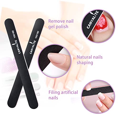 Canvalite Nail Buffer For Natural Nails, All In One 4 Way Nail Buffer Block That Shapes, Files, Smoothes, And Shines, 100/180 Grit Nail File And Buffer For Natural Nails, 9Pcs #TOP4
