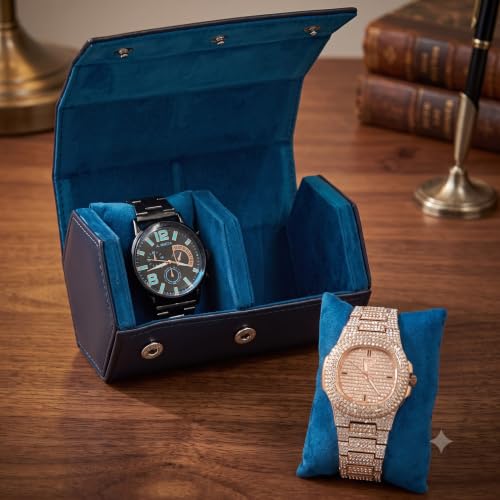 Image of essart 2 Slot watch roll case Blue