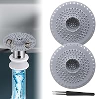 UHETLET 2 Stück Abflusssieb Silikon Haarsieb Dusche mit Saugnapf Haarfänger Duschsieb Abfluss Haare Duschsieb Abflusssieb Waschbecken Sieb Dusche Abfluss Haare für Badezimmer Badewanne und Küche