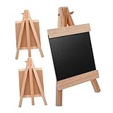 UTHCLO 3 piezas Pizarra de Madera Natural con Caballete Estable de Tableros de Mensajes Reutilizables para Oficina Cocina Bares y Eventos