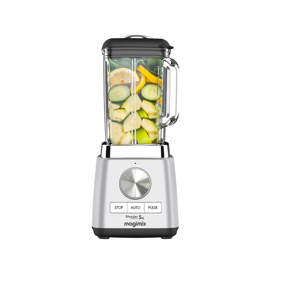 magimix Blender Power 5 XL - Batidora de vaso con motor de 1500 W, capacidad útil de 2 litros, jarra de cristal de borosilicato, batidora profesional para batidos y sopas