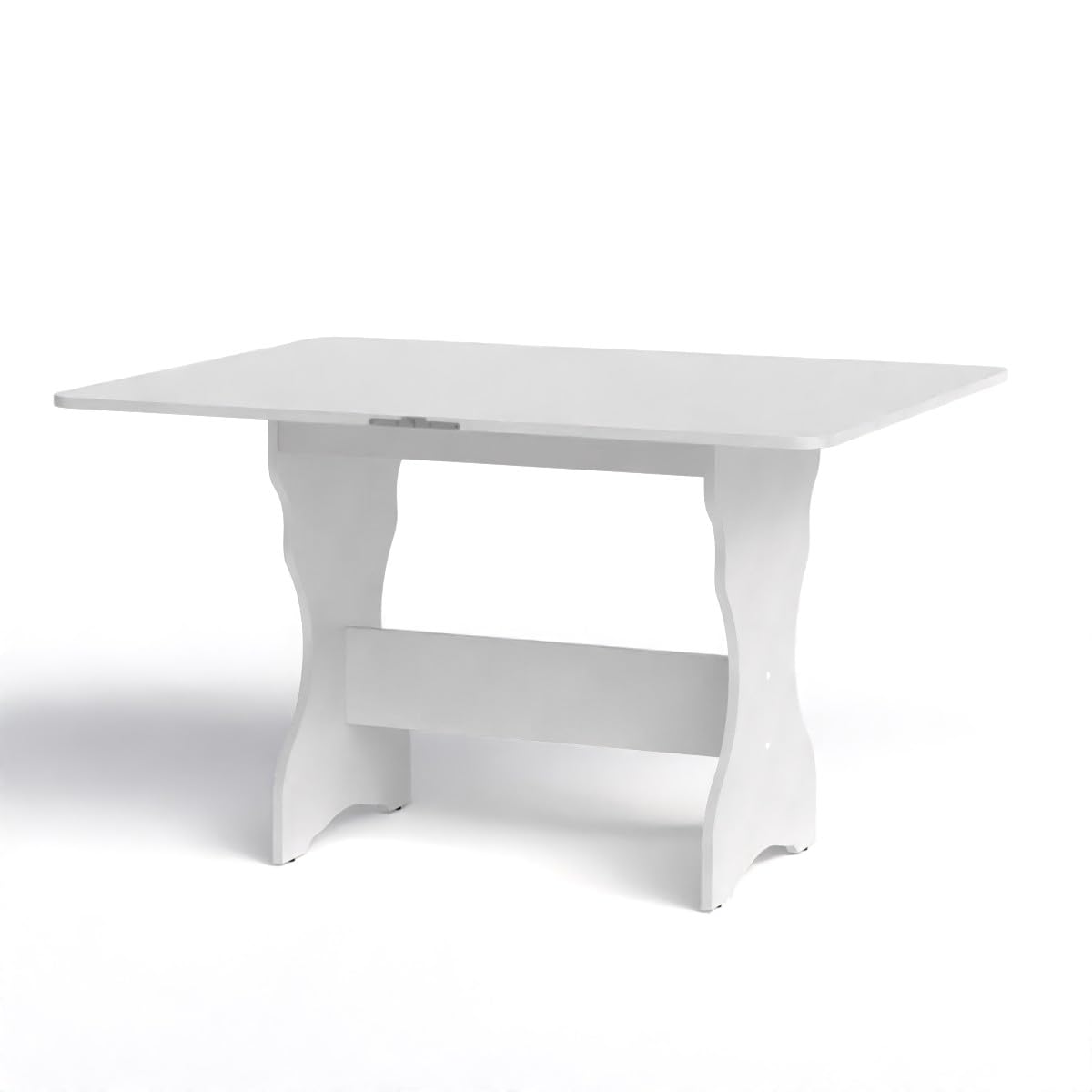 Rodnik Eckbankgruppe Rhodos grau-weiß, Sitzbank, Truhenbank 150x110 cm Kunstleder, Esstisch ausklappbar weiß 90cm x 59/118 cm