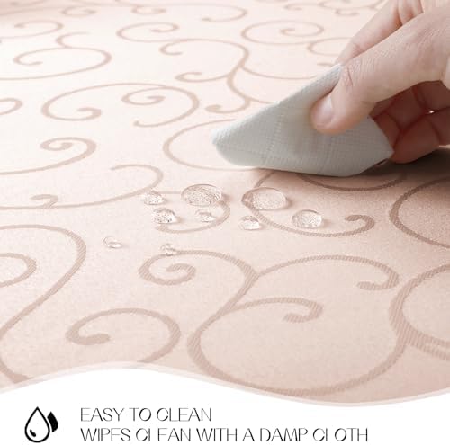 Romanstile Jacquard Rectangle Tablecloth, Waterproof Elegant Damask Curly Floral Pattern Table Cloth, Washable Decorative Polyester Table Cover for Kitchen/Dining/Parties - Pink, 60 x 104 Inch — view 2