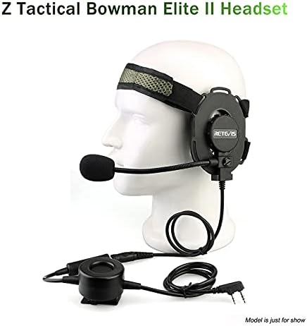 Retevis EH060K Tactical Two Way Radio Headset 2 Pin Military Headset Compatible with 2 Way Radio Retevis RT24 RT27 RT28 eSynic Baofeng UV-5R Kenwood Walkie talkie Earpiece with Waterproof PTT (1Pcs)